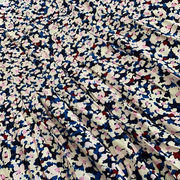 Hobbs London | Flowy Lightweight Pleated Floral Print Midi Skirt Pink Blue (10) - Picture 7 of 16